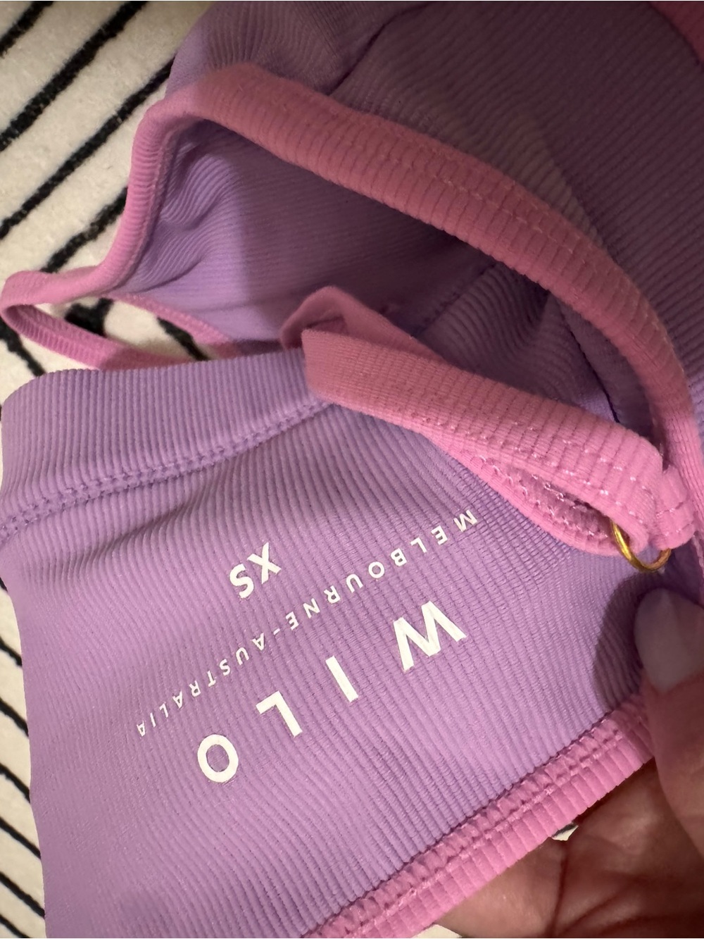 WILO Lavender & Pink Ribbed Sports Bra & Leggings - Picture 3 of 4